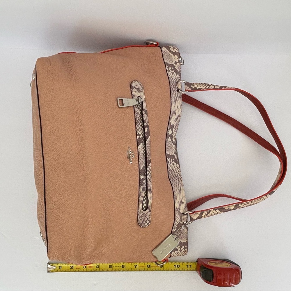 Coach Tyler Tote in Polished Pebble Leather with Python-Embossed Trim (F11759) - Picture 8 of 12